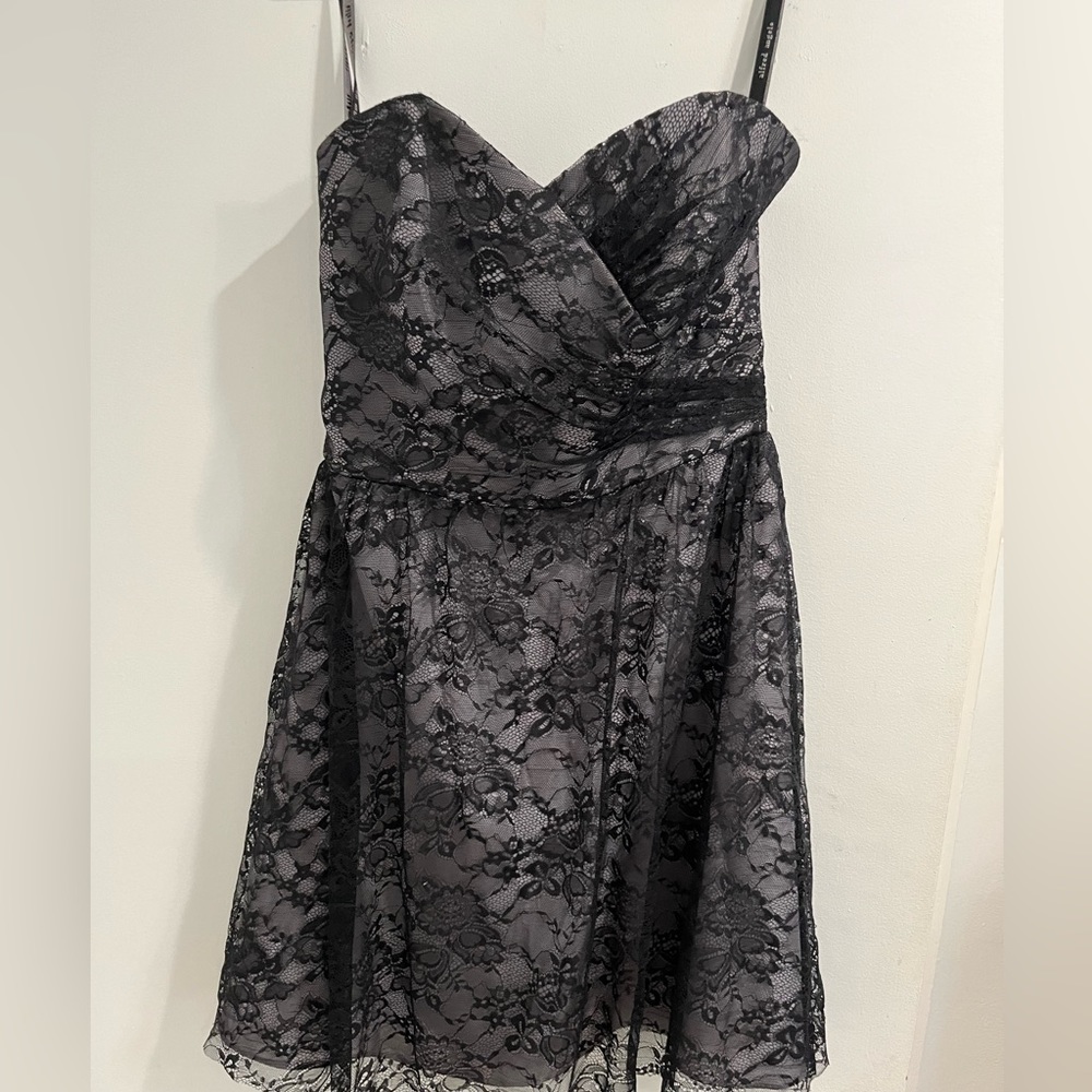 Alfred Angelo Strapless Black Lace Dress Sz. 12 NWT - Picture 2 of 10